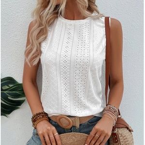 Rouge! White Eyelet Tank Top